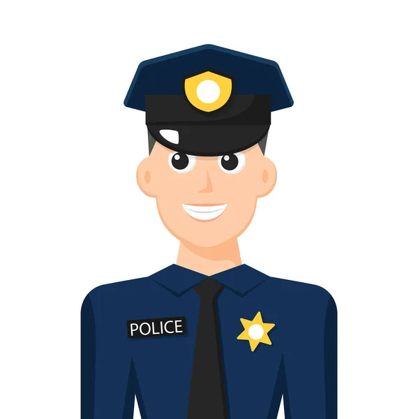 Colorful Simple Flat Vector Policeman Icon Symbol People Concept Vector — Vetor de Stock