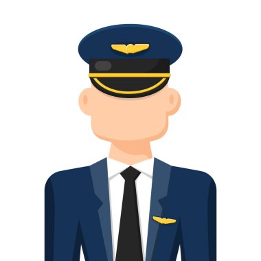 Havayolu pilotu, simgesi veya sembolünün renkli basit düz vektörü, insanlar vektör illüstrasyonunu kavramsallaştırıyor.