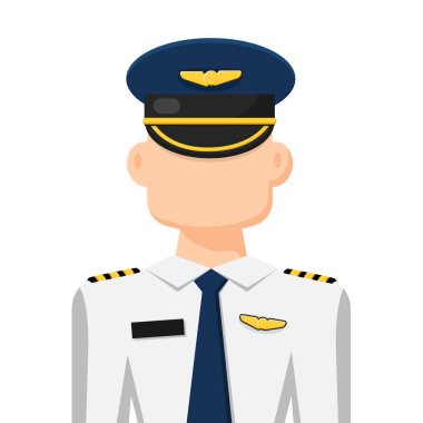 Havayolu pilotu, simgesi veya sembolünün renkli basit düz vektörü, insanlar vektör illüstrasyonunu kavramsallaştırıyor.