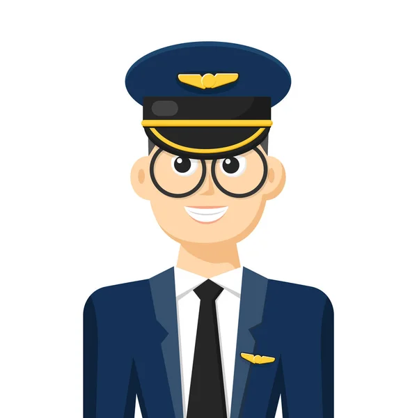 Colorful Simple Flat Vector Airline Pilot Icon Symbol People Concept — Stockvector