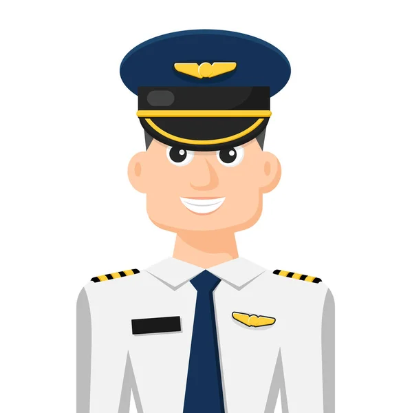Colorful Simple Flat Vector Airline Pilot Icon Symbol People Concept - Stok Vektor