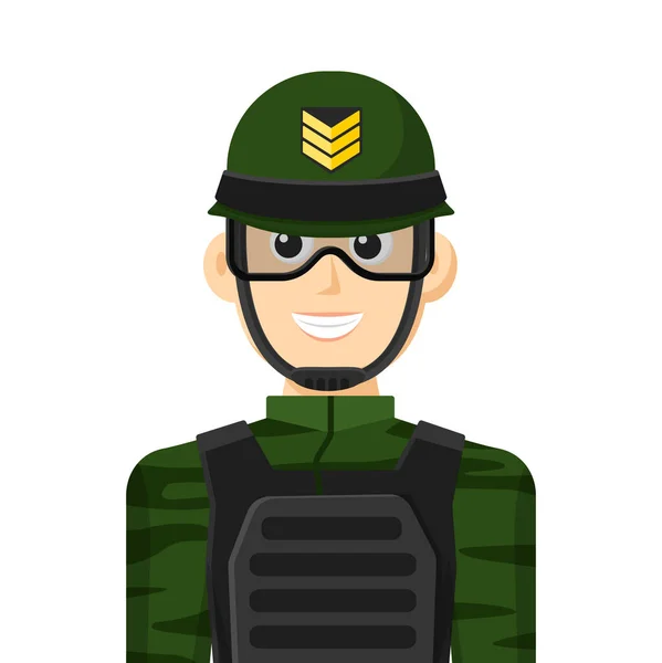 Färgglada Enkla Platt Vektor Armé Soldat Sergeant Ikon Eller Symbol — Stock vektor