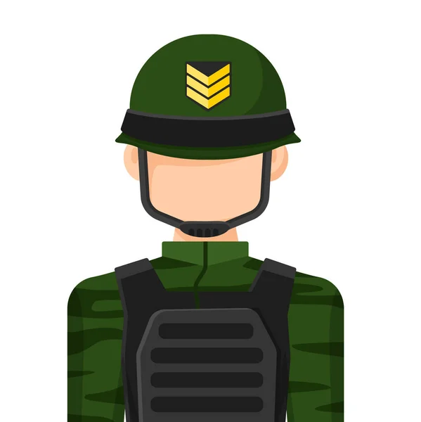 Colorful Simple Flat Vector Army Soldier Sergeant Icon Symbol People — Wektor stockowy