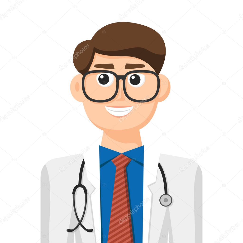 Colorful simple flat vector of doctor, icon or symbol, people concept vector illustration.