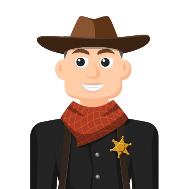 Cowboy in simple flat vector, personal profile icon or symbol, people concept vector illustration.
