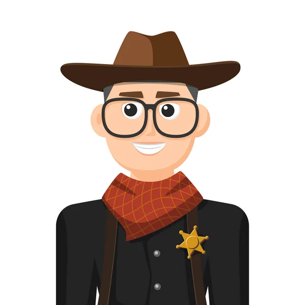 Cowboy Einfachen Flachen Vektor Persönliches Profil Symbol Oder Symbol Menschen — Stockvektor