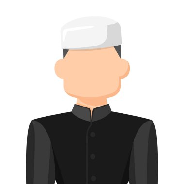Basit düz bir vektör içinde Müslüman. Kişisel profil simgesi veya sembol. Dinler insanlar vektör illüstrasyonu kavramını.