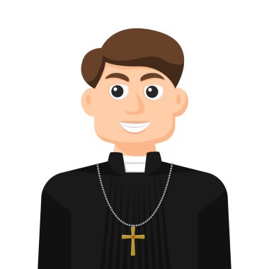 Papaz basit bir düz vektörde. Kişisel profil simgesi veya sembol. Dinler insanlar vektör illüstrasyonu kavramını.