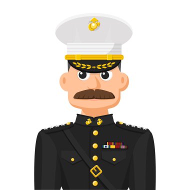 Amerikan deniz komutanı basit düz bir vektörde. Kişisel profil simgesi veya sembol. askeri insanlar vektör illüstrasyonu kavramını.