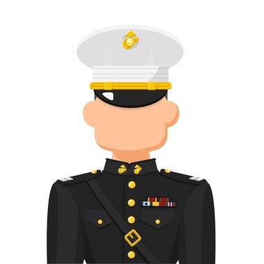 Amerikan deniz subayı basit düz bir vektörde. Kişisel profil simgesi veya sembol. askeri insanlar vektör illüstrasyonu kavramını.