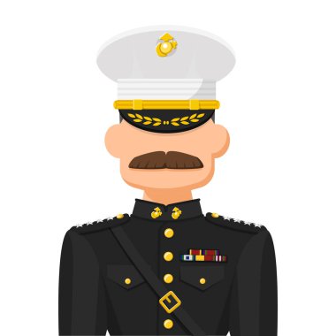 US marine commander in simple flat vector. personal profile icon or symbol. military people concept vector illustration.