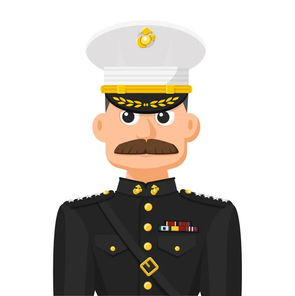 Amerikan Deniz Komutanı Basit Düz Bir Vektörde Kişisel Profil Simgesi — Stok Vektör