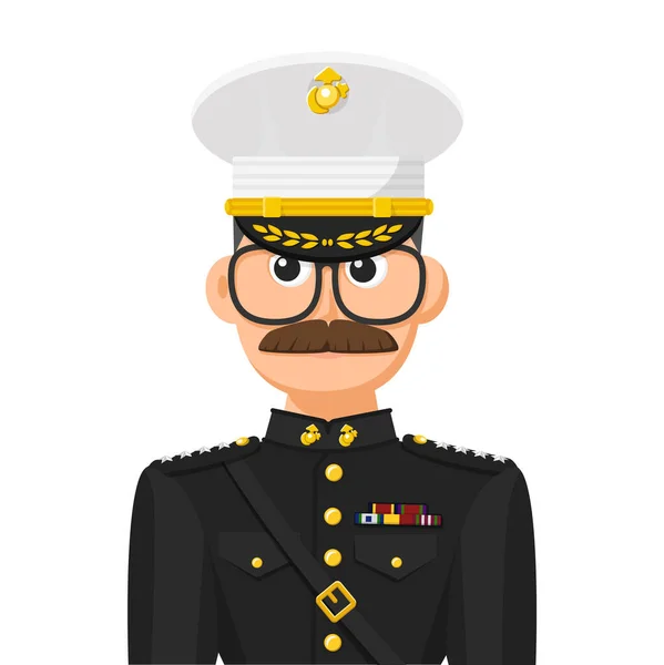 美国海军陆战队司令在简单的扁平矢量 个人简介图标或符号 军事人员概念矢量说明 — 图库矢量图片