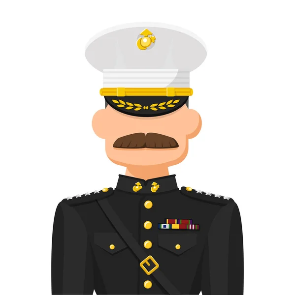 美国海军陆战队司令在简单的扁平矢量 个人简介图标或符号 军事人员概念矢量说明 — 图库矢量图片