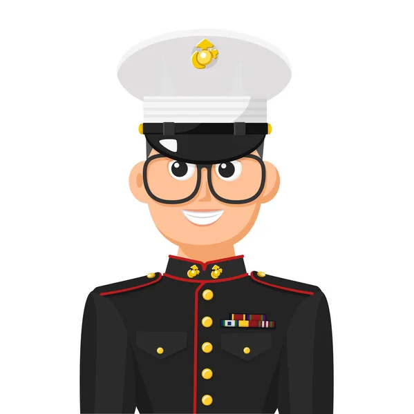 Amerikaanse Marinier Soldaat Eenvoudige Platte Vector Persoonlijk Profielpictogram Symbool Militaire — Stockvector