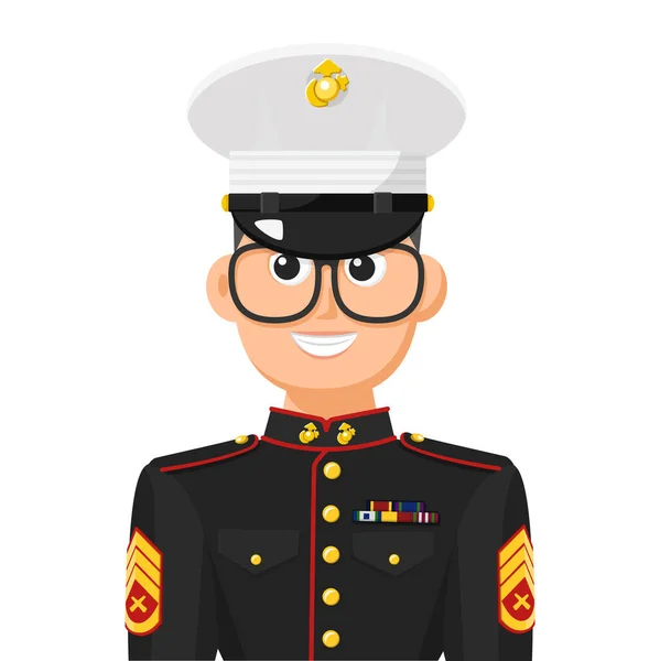 Marine Sergeant Simple Flat Vector Personal Profile Icon Symbol Military — Stock Vector