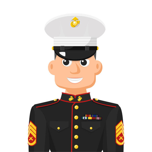 US marine sergeant in simple flat vector. personal profile icon or symbol. military people concept vector illustration.