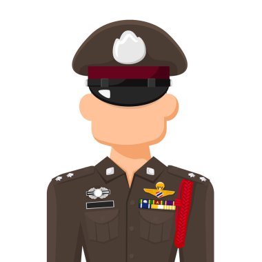 Basit düz vektör içinde Tayland polisi. Kişisel profil simgesi veya sembol. Devlet memuru. İnsanlar grafik tasarım vektör çizimi.
