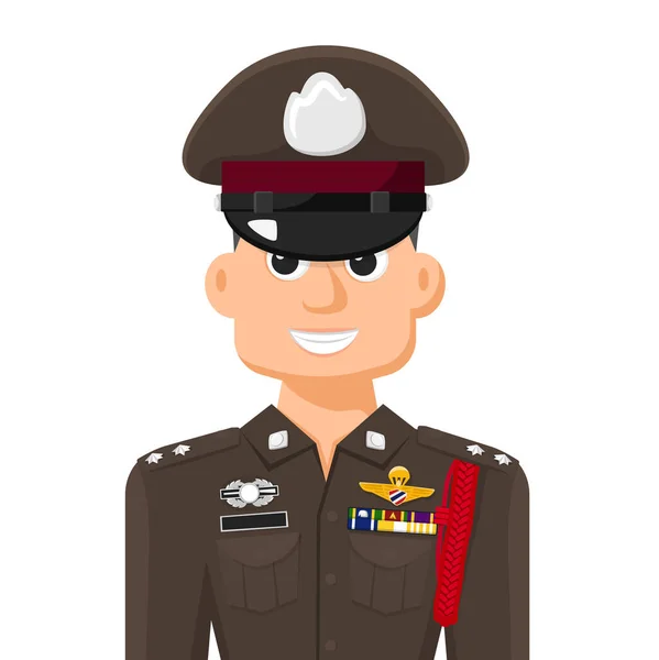 Thai Policeman Simple Flat Vector Personal Profile Icon Symbol Government — Stockvector
