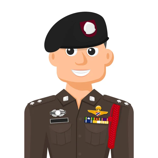 Thai Policeman Simple Flat Vector Personal Profile Icon Symbol Government — Stockvektor