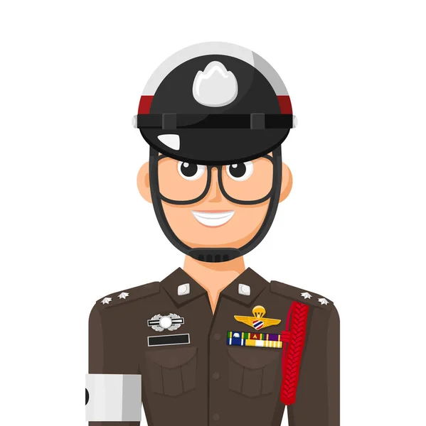 Thai Policeman Simple Flat Vector Personal Profile Icon Symbol Government — Stok Vektör