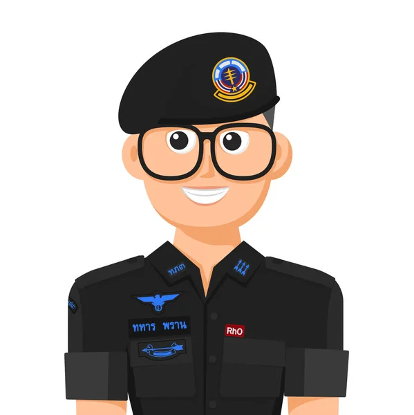 Thailand Black Army Ranger Simple Flat Vector Personal Profile Icon — Stok Vektör