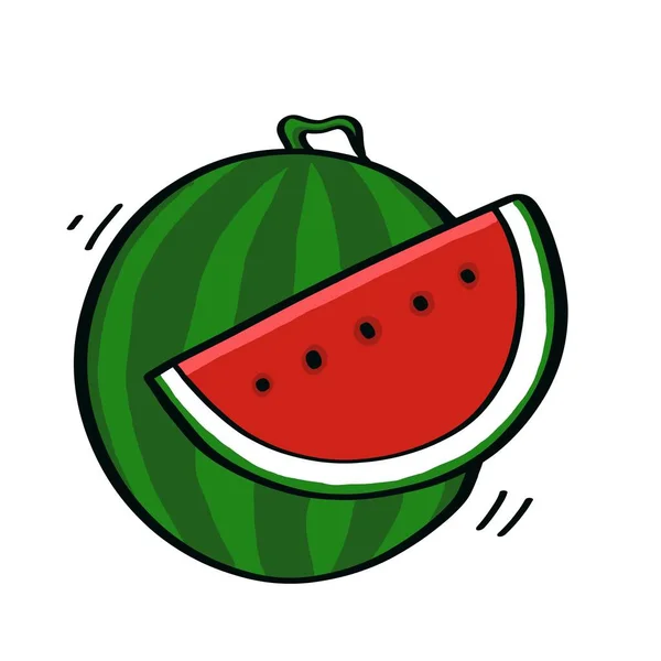 Watermelon Simple Drawing Isolated White Cute Fruit — Zdjęcie stockowe