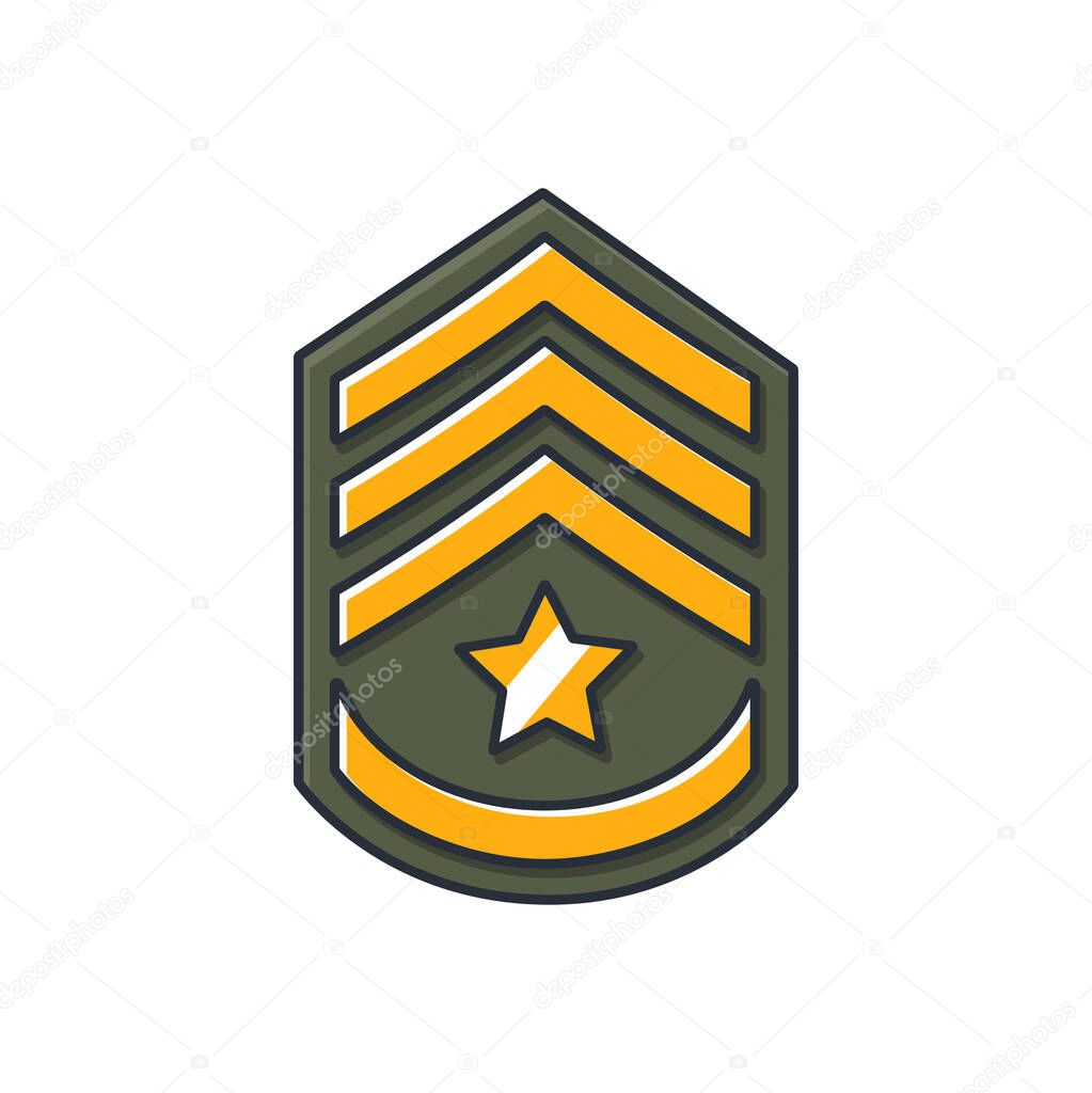 Colored thin icon of army sergeant rank, business and finance concept vector illustration.