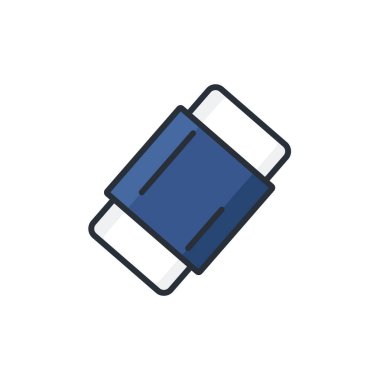 Silgi, iş ve finans konsept vektör illüstrasyonunun renkli ince simgesi.