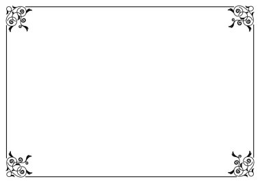 Vintage Süs Kutlama Kartı Vektör Şablonu. Retro Lüks Davetiye, Sertifika kağıdı, beyaz arkaplanda siyah çerçeve.