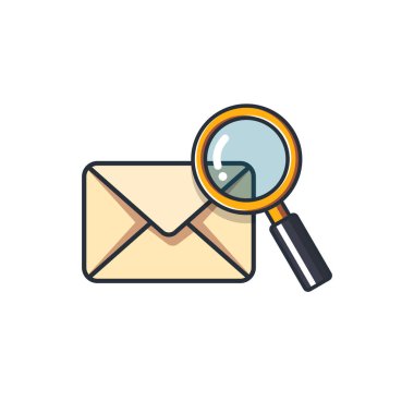 E- posta kontrolü, iş ve finans konsepti vektör illüstrasyonunun renkli ince simgesi.