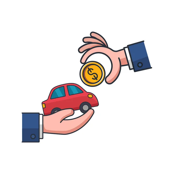 車の取引 ビジネスと金融の概念のベクトル図の色の薄いアイコンのコレクション — ストックベクタ