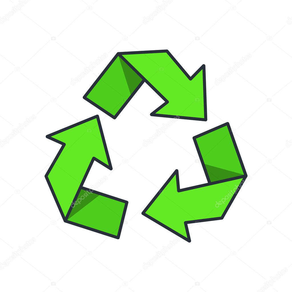 Colored thin icon of recycle sign, environment protection concept vector illustration.