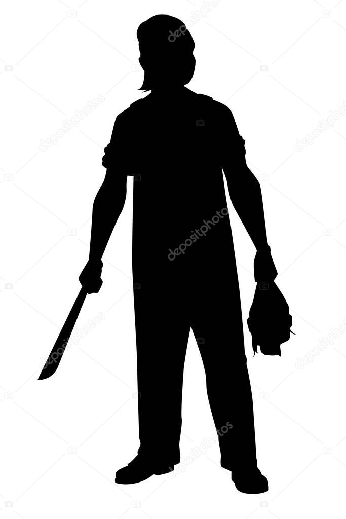 Killer or assassin with knife silhouette vector on white background, alien, people graphic design for Halloween day.