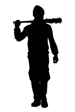 Zombie hunter with weapon silhouette vector on white background, alien, people graphic design for Halloween day.