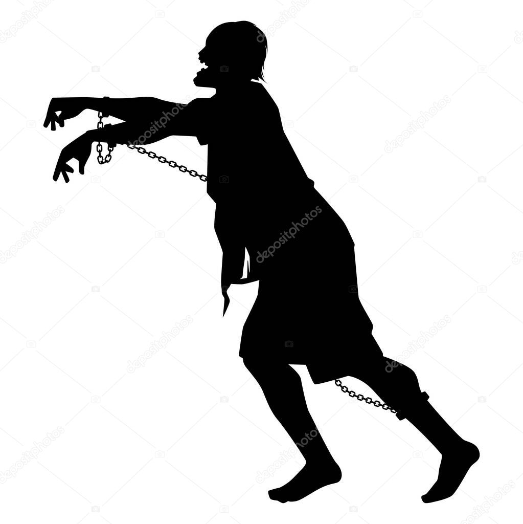 Prison zombie silhouette vector on white background, ghost or devil in Halloween day.