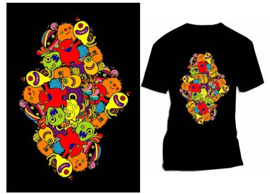 Renkli moda tasarımının gömlek vektör çizimi, model şablonu