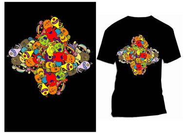 Renkli moda tasarımının gömlek vektör çizimi, model şablonu