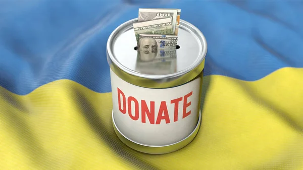 Donation Box Ukraine Flag Donations Ukraine — стоковое фото