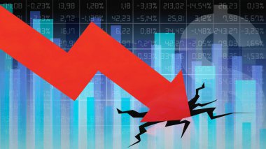 Borsa çöküşü, mali kriz, kâr uyarısı vs. konularındaki illüstrasyon.