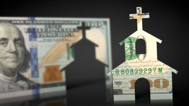 Church and money (US Dollar) clipart