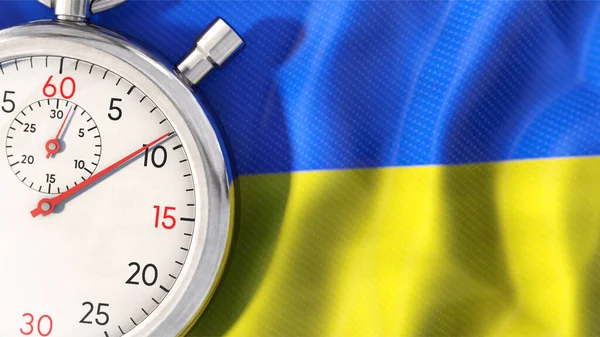 Stopwatch Lies Ukraine Flag — стоковое фото