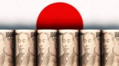 Rolled 10000 yen banknote