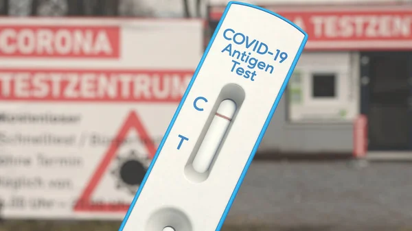 Corona antigen test in front of test center in Germany