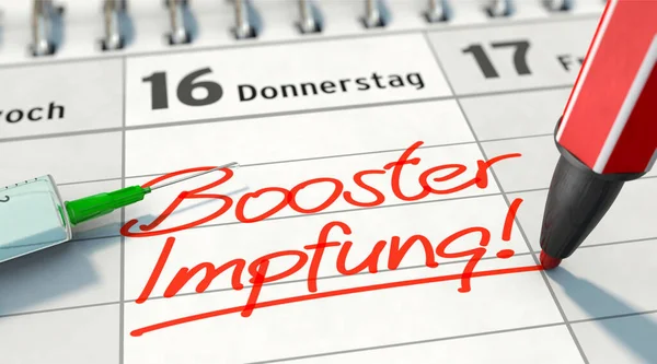 Parola Tedesca Booster Impfung Vaccinazione Booster Inserire Nel Calendario — Foto Stock