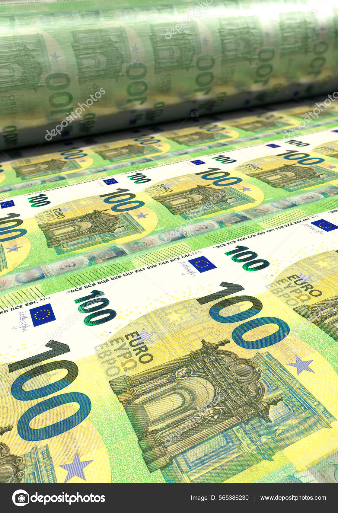 Symbolic Image Money Press Prints Euro Bills Portrait Format — Stock Photo  © Pictograph #565386230