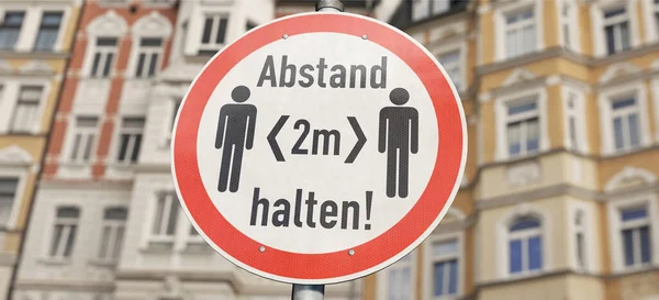 Značka Udržujte Vzdálenost Abstand Halten Němčině — Stock fotografie