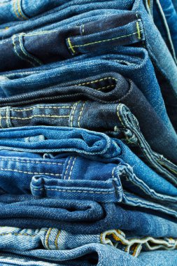 Blue jeans stack in portrait format