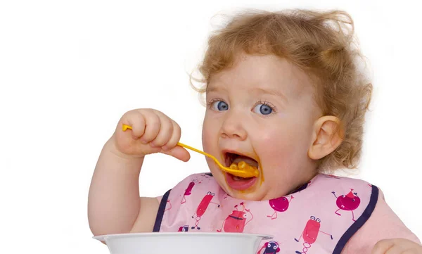 Toddler Eats His Own — Stockfoto