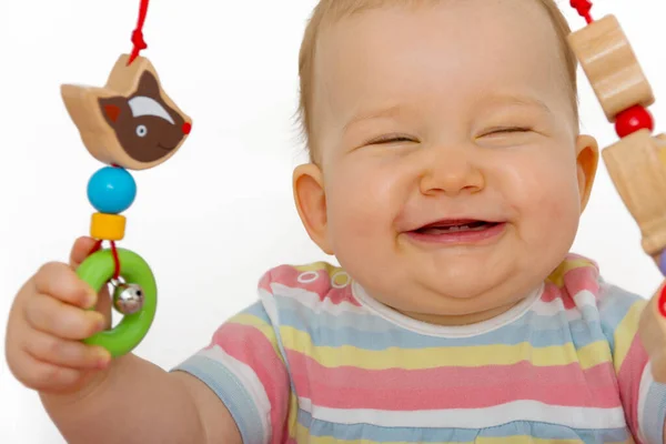 Cute Baby Laughs While Playing — Stock Photo, Image